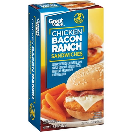 Great Value Chicken Bacon Ranch Sandwiches, 2 ct, 12.4 oz