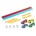 thumbnail image 2 of Pista flexible para niños con 4 coches de carreras para mayores de 3 años. Se enrolla y se monta fácilmente. Diversión versátil. Rojo y azul, 2 of 9