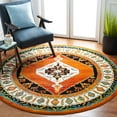 thumbnail image 3 of SAFAVIEH Vintage Hamadan Serapi Oriental Area Rug, Orange/Ivory, 6'7" x 6'7" Round, 3 of 9