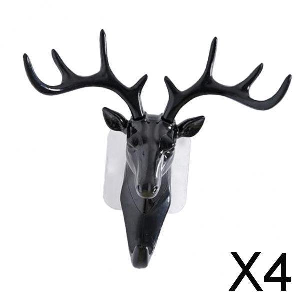 4x Gancho de Pared con Cabeza de Animal, Colgador con Forma de Cabeza de Ciervo, , Sombrero, Llaves, Gancho Que Muestra Tu Personalidad 4 piezas
