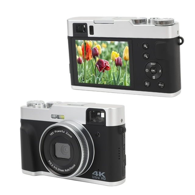 Cámara Digital 4K, Cámara Compacta para Niños Confocque Autico de 48MP, Cámaras Con Zoom Digital de 16x para Apuntarar y disparar, Pantalla Ips de 2,8 Pulgadas, Cámara de