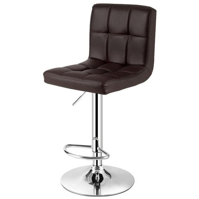 Bar Stool, Comfortable Swivel Adjustable PU Leather Bar Chair with Backrest, Soft Cushioned Seat, Footrest, Sturdy Metal Frame, Barstools for Kitchen, Pub, Brown
