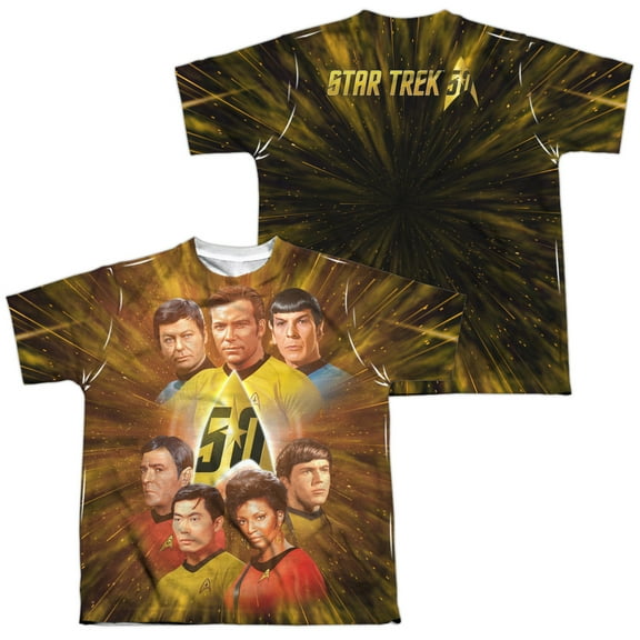 Star Trek - 50Th Anniversary Crew (Front/Back Print) - Youth Short Sleeve Shirt - Large
