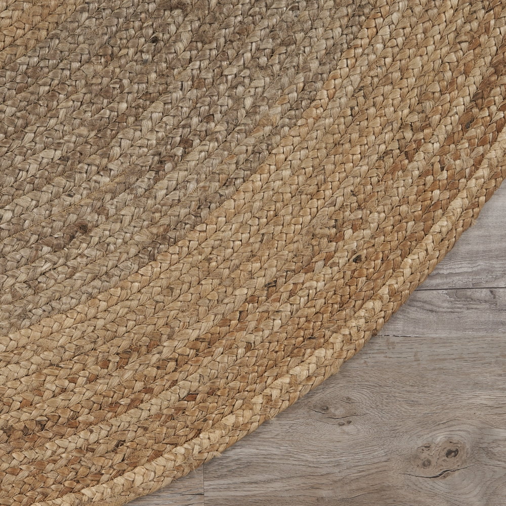 Woven Paths Toned Braided Natural Jute Area Rug