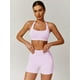 thumbnail image 2 of Set de entrenamiento ABOCIW para mujer sin costuras acolchado Halter rosa S, 2 of 7