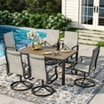 thumbnail image 6 of MRUAKA 9-Piece Patio Dining Set, 360-Swivel Mid Back Breathable Textilene Chairs & Rectangular Table, Heavy Duty All-Weather Outdoor Furniture，Light Gray, 6 of 9