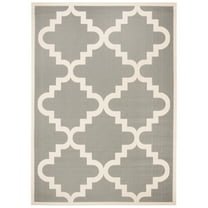 SAFAVIEH Courtyard Jaylee Geometric Indoor/Outdoor Area Rug, Anthracite/Beige, 5'3" x 7'7"