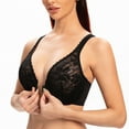 thumbnail image 4 of MELENECA Women's Front Closure Stretch Lace Underwire Bra Black 34C, 4 of 5