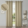 thumbnail image 2 of Superior Linen Blackout Curtains Set of 2, Grommet Header Curtain Panel Pair, Frosted Almond, 42"W x 108"L, 2 of 8