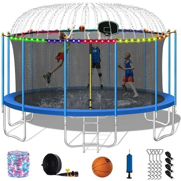 DreamBuck 1500LBS Trampoline 16FT for Adults and Kids【 Sprinkler