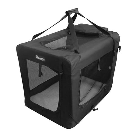 UPC: 0850014052140 | Jespet 3-Door Soft-Sided Folding Travel Pet Crate (Medium; Black) PSC-30BK