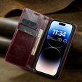 thumbnail image 2 of SaniMore for iPhone 14 (6.1" 2022) Case, PU Leather Auto-magnet Full Protection Flip Kickstand Card & Cash Slots, Retro Shockproof Anti-fall Wallet Business Shell for iPhone 14, Winered, 2 of 8