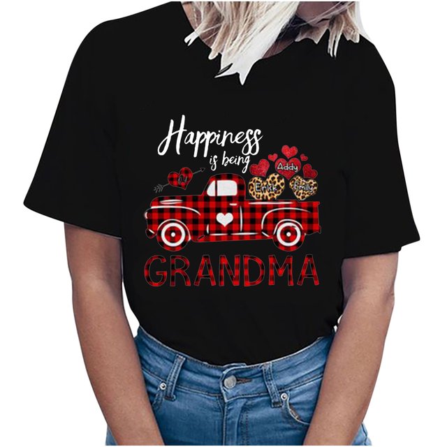 Pompotops T-Shirts à Col Rond pour Femmes Imprimé Fête des Mères Manches Courtes Blouse