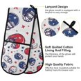 thumbnail image 2 of Yayeee Double Oven Mitt Kitchen Heat Resistant Baking 35" x7" Quilted Glove, Cartoon American Football Helmets, 2 of 6