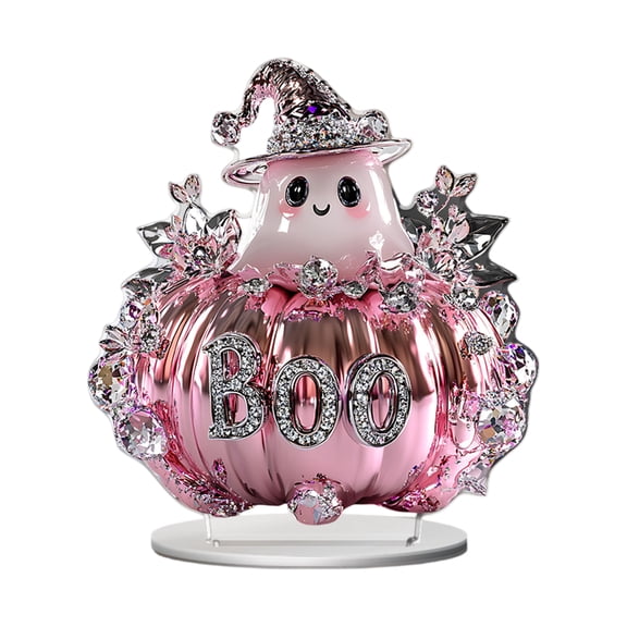 1-Piece Halloween Pink Pumpkin Ghost Decorative, - Pink Tabletop Decor Centerpieces Ornament for Home Party Display,Unique Holiday Gift,1 PC