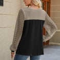 thumbnail image 5 of QLEICOM Women's Crewneck Long Sleeve Patchwork Tops Casual T-shirt Blouses Shirts Tops Black S, US Size 4, 5 of 5