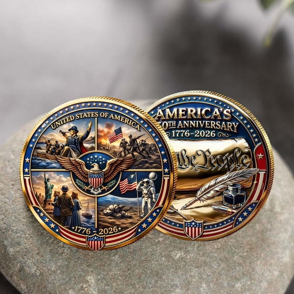 USA 250th Anniversary Coin, America Commemorative Coin Challenge, Coins for Collectors, Patriotism, History Lovers