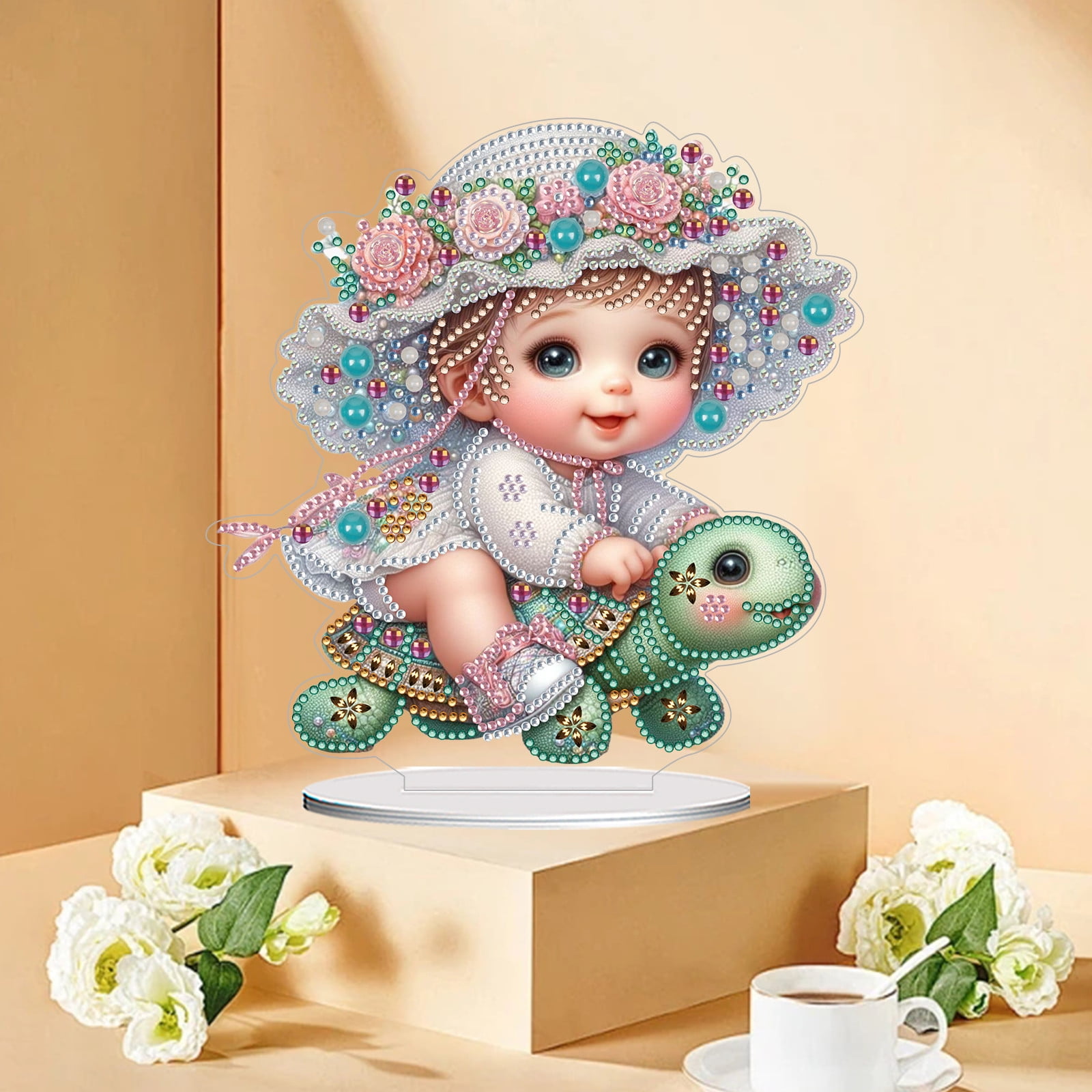 FLOPESN DIY Diamond Painting Art, exquisite and shiny patterns, size 8.26x8.26 inches, made of PVC material suitable for home and desktop decoration