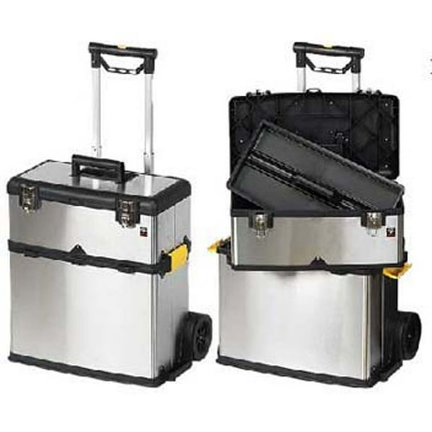 Stainless Steel Stacking Toolbox on Wheels with Extendable Handle