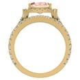 thumbnail image 3 of Cushion Cut Pink Morganite Halo Engagement Ring Split Shank with Band 14K Gold 3.40 CT TW, 3 of 5