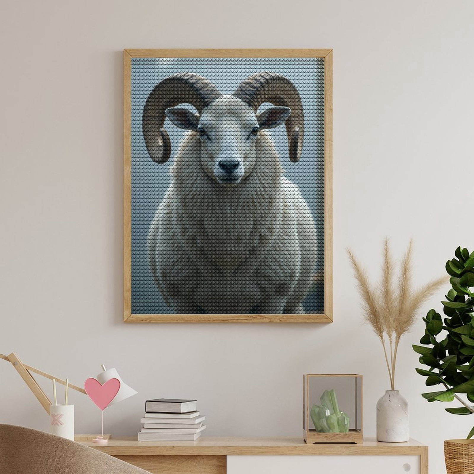 Diamond Art Kits for Adults, Regal Woolly Ram Portrait 5D Diamond Painting Kits for Adults Beginners, DIY Full Drill Diamond Painting, Gem Art and Crafts 12x16