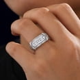 thumbnail image 6 of SFTING Men Wedding Band Engagement Men Rings Round Cut 5A CZ Silver 18K Plated Promise Band for Him Size 11, 6 of 8