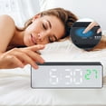 thumbnail image 3 of REGALWOVEN Triple Alarm Clock for Desk, Big Numbers Display, Dimmable, Temperature, 12/24H for Deep Sleepers 6.3 x 2.4 x 1 inch Green, 3 of 6