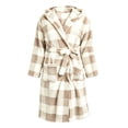 thumbnail image 6 of SELONE Hooded Robes for Women Plus Size Two-Sided Fleece Bathrobe Lace up Plaid Long Sleeve Towel Robe Home Nightwear, 6 of 7