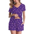 thumbnail image 5 of Goodtrade8 Lounge Sets 2 Piecess with Pocket Petite Sleepwear Printed Casual Short Sleeve V-Neck Pajamas for Women, 5 of 8