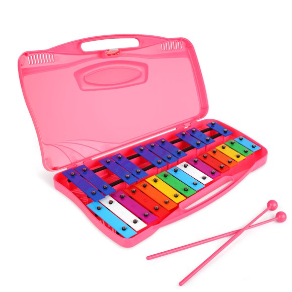 Tkocisa Xylophone 25 Notes Glockenspiel Xylophone, Xylophone Professionnel pour Débutants Enfants Enseignement Musical, Instrument de Percussion Chromatique Glockenspiel Réglé Cadeau (Rose)