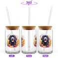 thumbnail image 2 of Welcome Spring Summer Newfoundland Portrait Flower Blue Sky 16oz Glass Cup Mug Newfie Dog Lover Gifts Glass Can with Bamboo Lid and Straw - 12001, 2 of 5
