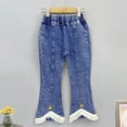 thumbnail image 2 of Edvintorg Pants for Girls 2-7 Clearance Toddler Kids Baby Girls Elastic Waist Denim Pants Cute Flared Jeans Pants with Pocket Kids Trousers Girls, 2 of 3