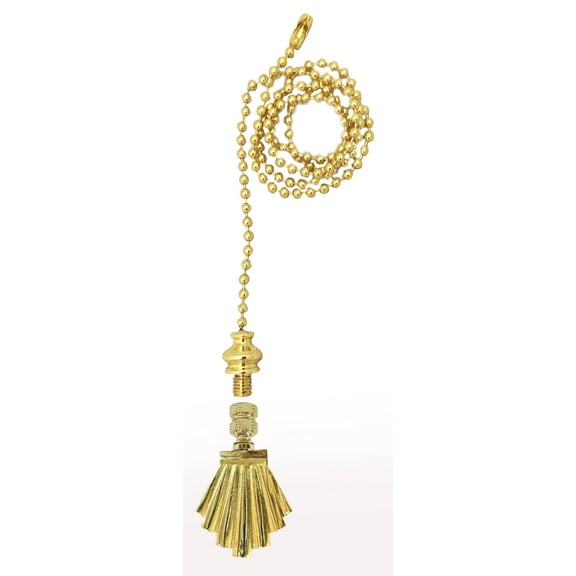 Royal Designs Fan Pull Chain with Art Deco Motif Finial – Polished Brass