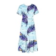 thumbnail image 4 of Jusqu'à 65 % de Réduction! Robes de Mode d'Été pour Femmes 2024 Grande Taille Robe Décontractée à Manches Courtes Col Rond Robe Décontractée Fluide à Étages Maxi Robe de Plage avec Poches Robe Imprimée Plume, 4 of 6