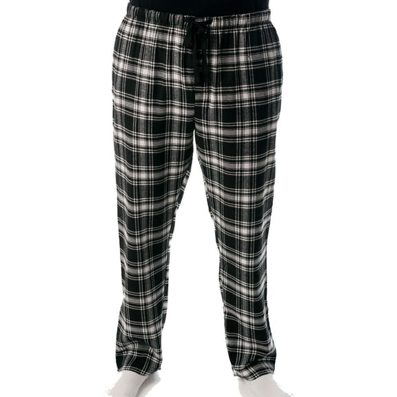 #followme Men's Flannel Pajamas - Plaid Pajama Pants for Men - Lounge & Sleep PJ Bottoms (Black - Plaid, Small)