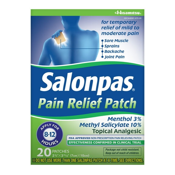 Salonpas Mild to Moderate Pain Relief Patch, Small, 20 Count