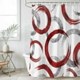 thumbnail image 6 of Polyester Fabric Red Grey Shower Curtain, Geometric Circle Modern Abstract Simple Art Waterproof Bathtub Curtain Bathroom Decor Set with Hooks 36 x 78 Inches, 6 of 6