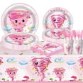 thumbnail image 5 of 81 pieces of Tornado 2-year-old birthday party decoration girl cutlery set, including plates, napkins, forks, cups, and pink 2-year-old girl party tablecloth., 5 of 5