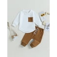 thumbnail image 2 of Wassery Toddler Boys Fall Winter Clothes 6M 12M 18M 2T 3T Infant Baby Boys Letter Crew Neck Long Sleeve Sweatshirt Pullover Top Drawstring Pants Sets 2Pcs, 2 of 8