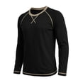 thumbnail image 5 of DPTALR Men's Color Block Crew Neck Long Sleeve T-Shirt， Curved Hem Casual Baseball Top,Black,Big and Tall Men M, 5 of 7