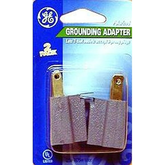 Adaptador de conexión a tierra polarizado GE, paquete de 2, convierte salidas de 2 clavijas en 3, fácil de instalar, solo para interiores, listado UL, gris, 54302