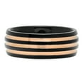 thumbnail image 3 of Men's Titanium 8mm Comfort Fit Ring w/Two-Tone Black & Rose Gold, Size 8, 3 of 7