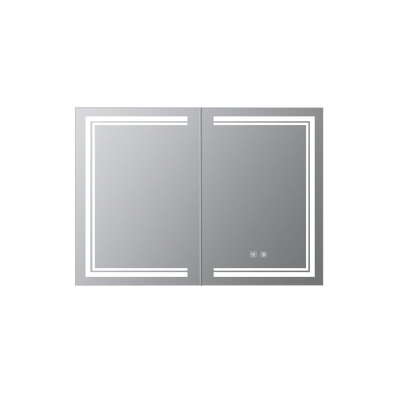 Lexora Mesa 40 in W x 28 in H Surface-Mount LED Mirror Medicine Cabinet with Defogger