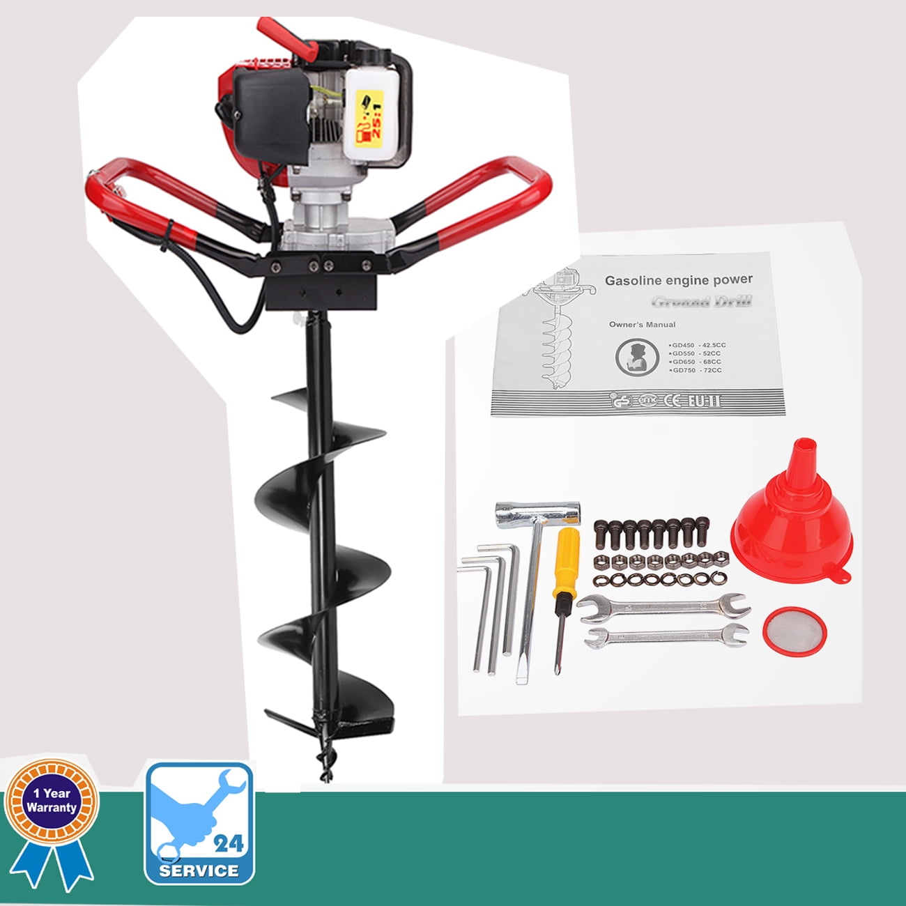 Post Hole Auger, BEAMNOVA 10" Oneman Post Hole Digger Auger Bit 52CC 2