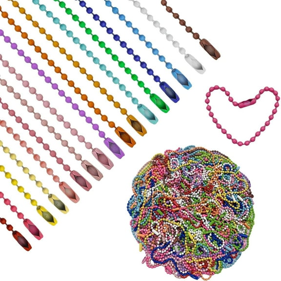 Monebena 100 Pcs Ball Beads Chain, Bulk Dog Tag Metal Chain, 4.72 inch Ball Chain Necklace Keychains with Connectors for Hanging Ornament Decoration Accessories Jewelry (Mixed Color)