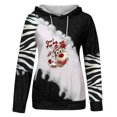 thumbnail image 4 of Sudadera informal de manga larga con estampado navideño y bolsillo con capucha para mujer Fridja fksj3172, 4 of 4