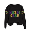 thumbnail image 4 of Ploknplq Mardi Gras Sweatshirt,Mardi Gras Tops for Women,Graphic Tees for Women Purple Gold Green Print Hoodless Sweatshirt,Mardi Gras Long Sleeve Shirts for Women,Striped Sweater Women Z Black 1 S, 4 of 4