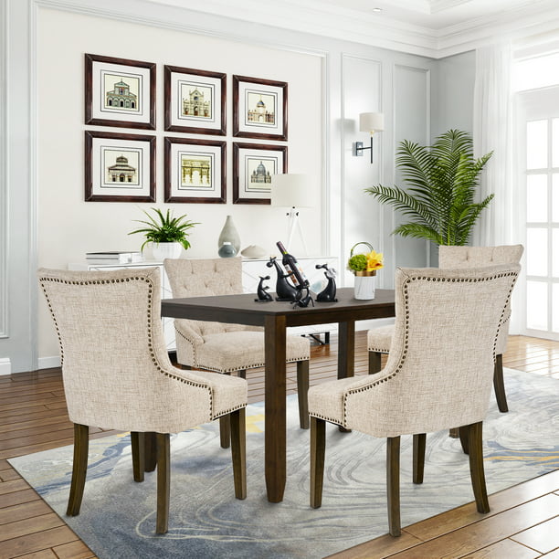 Urhomepro Tufted Upholstered Dining, Upholstered Dining Room Chairs With Arms