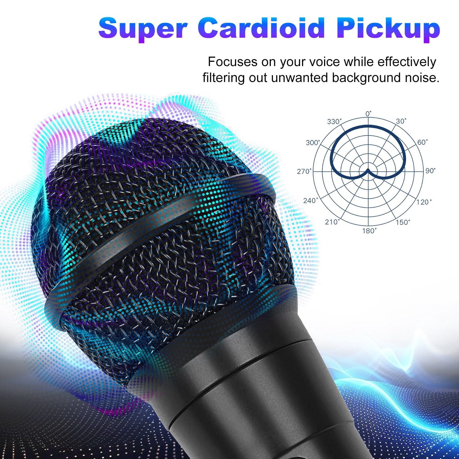 Handheld Wired Microphone Cardioid Dynamic Vocal Mic with On/Off Switch 13ft Cable 6.35 mm Jack for Speaker Karaoke Ampilifier Mixer Professional Studio & Live Performance
