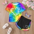 thumbnail image 2 of Zshosam Baby Girl Clothes Summer Girls Two Piece Set Short Sleeve Top and Shorts Crew Neck Top Casual Summer Shorts Girls Outfit Set Size 5T 6T,(Yellow 5-6 Years), 2 of 5